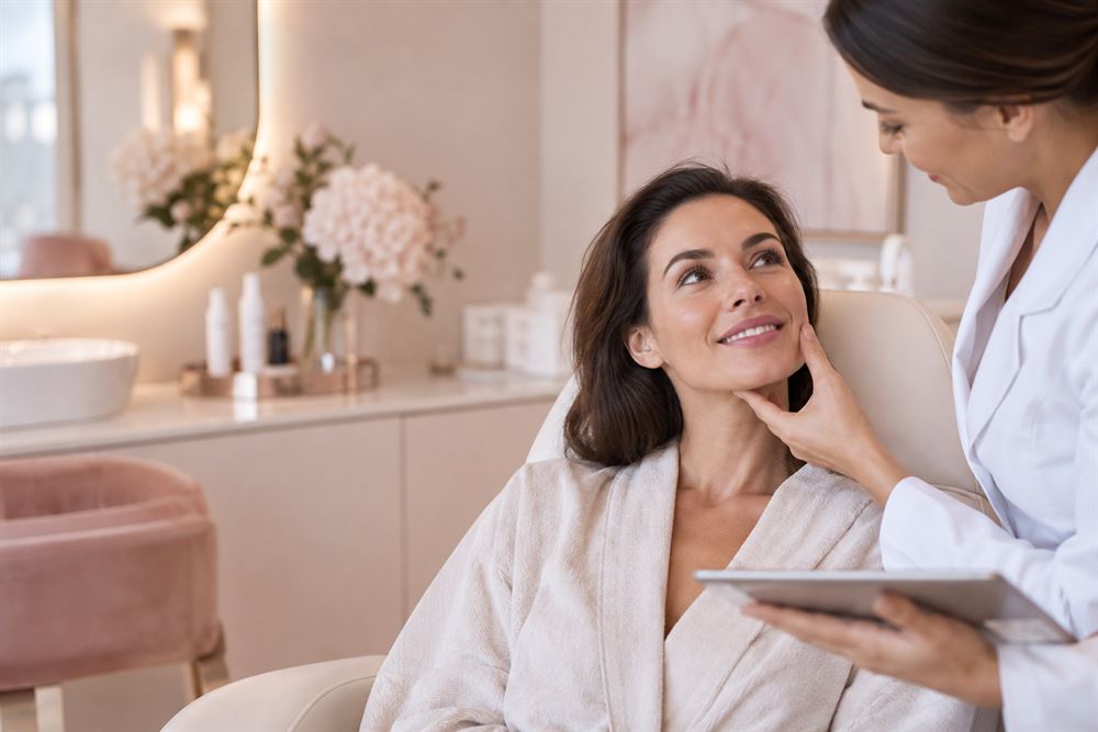 Imagem ilustrativa: paciente sorrindo durante avaliação facial