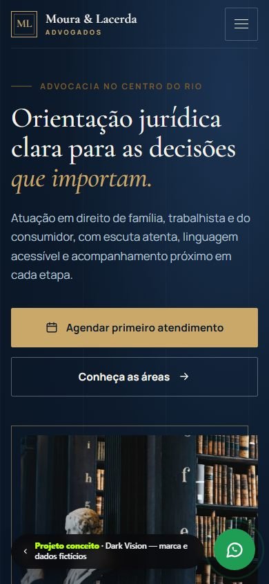 Exemplo de site para advogado no celular
