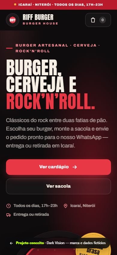 Exemplo de site para hamburgueria no celular