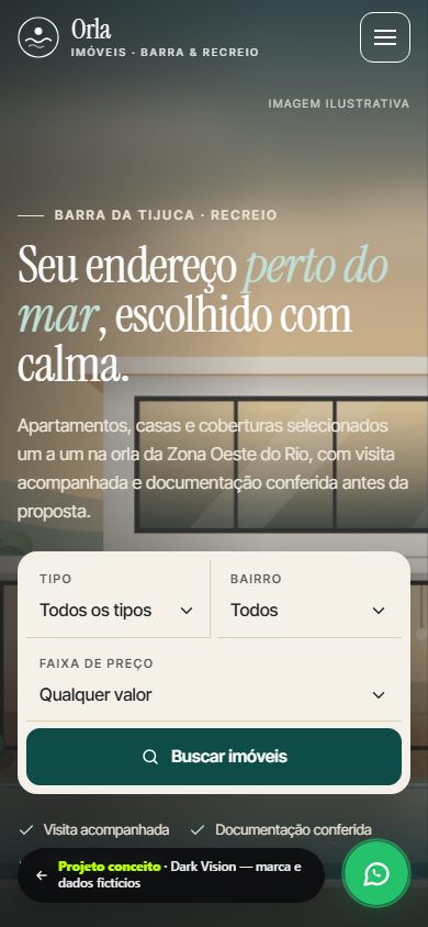 Exemplo de site para imobiliária no celular