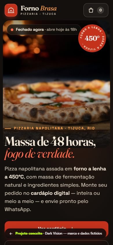 Exemplo de site para pizzaria no celular